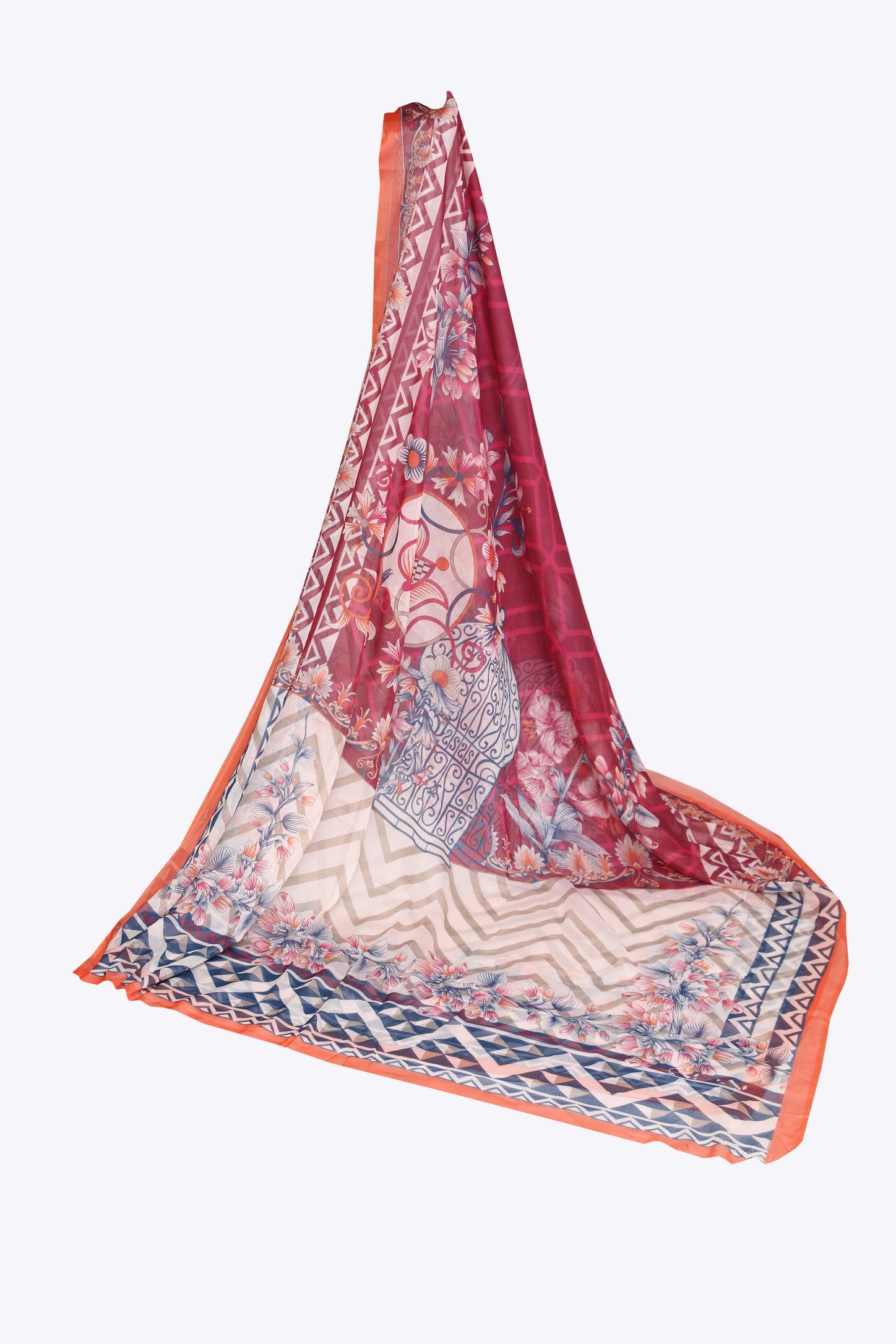 8006-Crinkle Chiffon Printed Dupatta