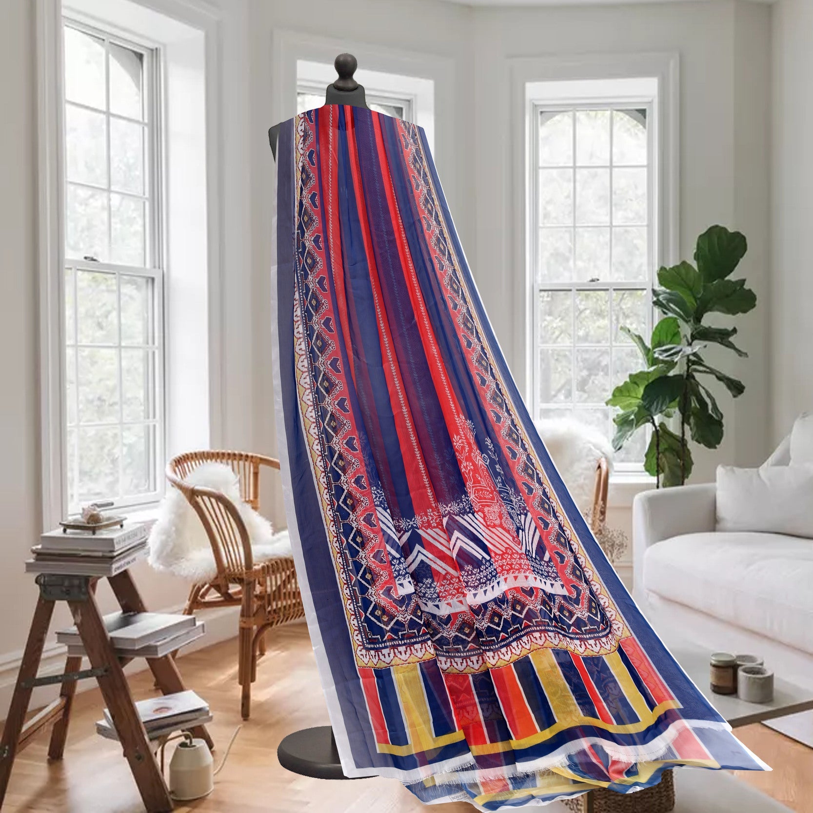 8008-Crinkle Chiffon Printed Dupatta