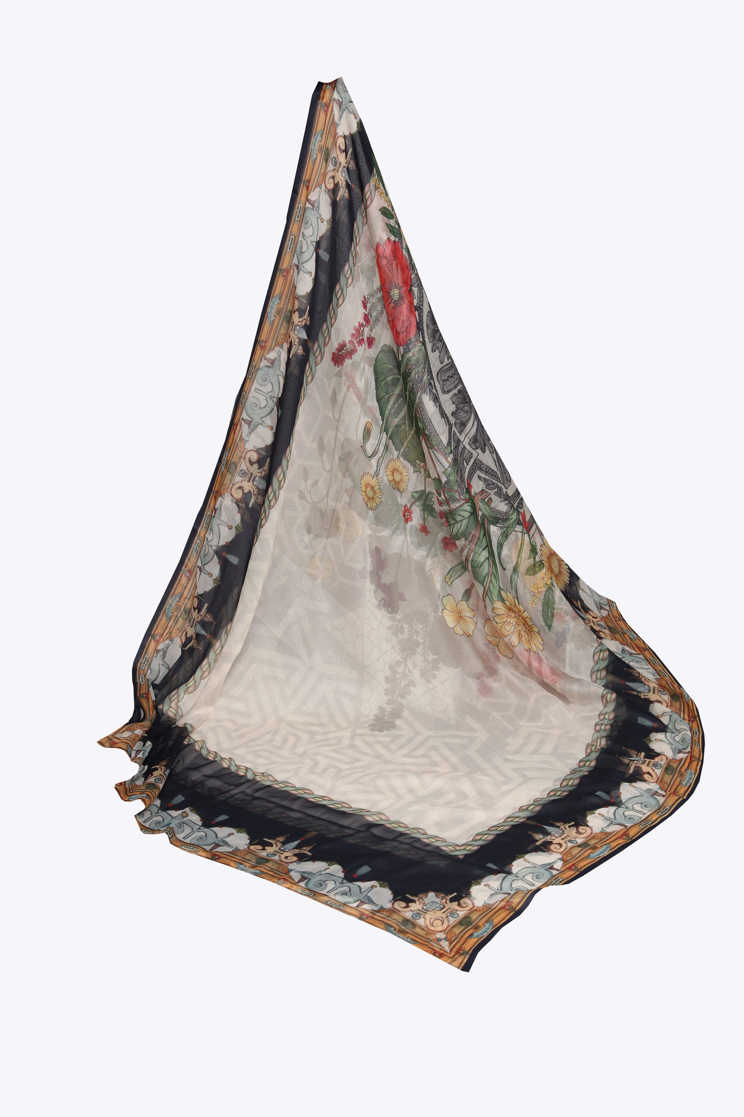 8002 -Crinkle Chiffon Printed Dupatta