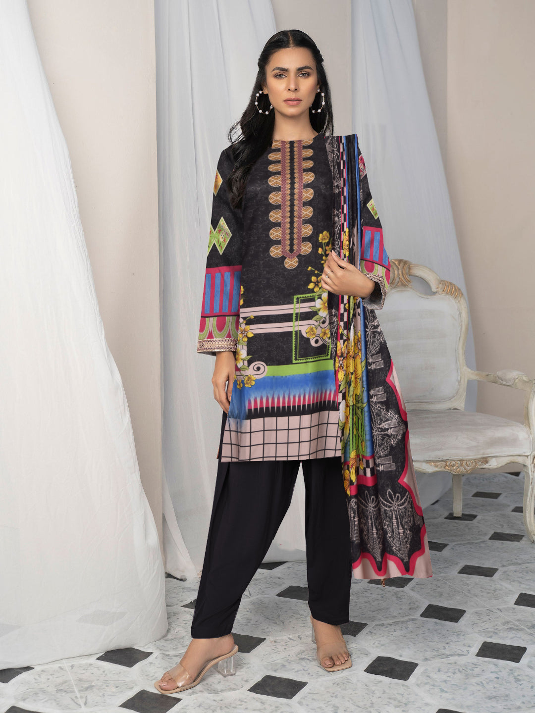 DPL14009-Printed Linen 3Pcs - Guchha Gee Fabrics