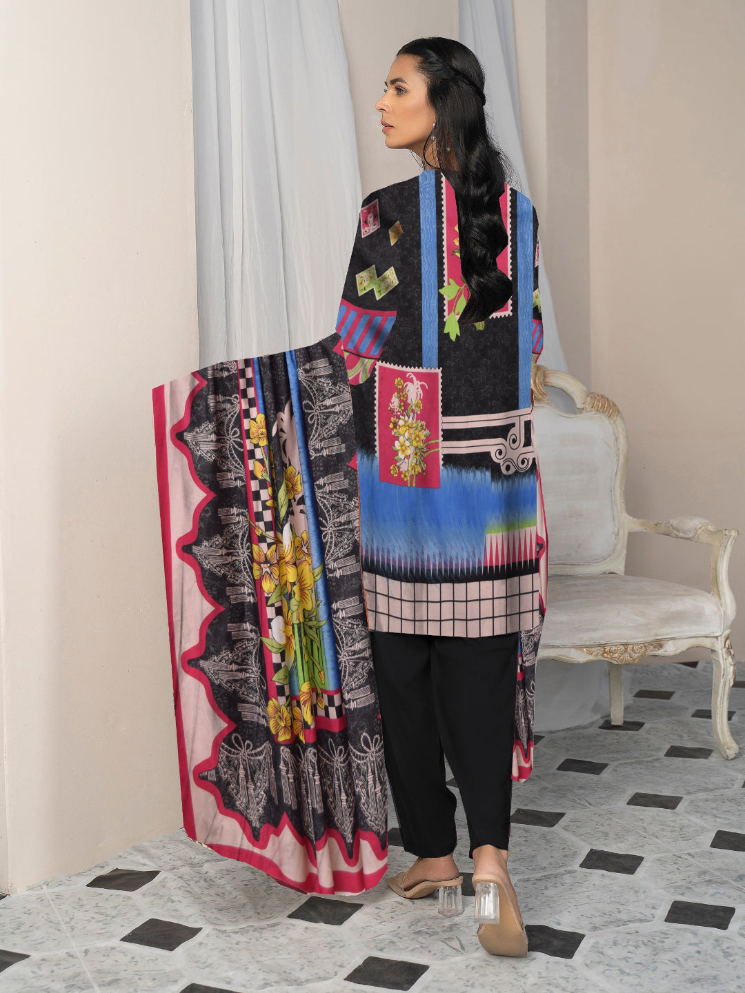 DPL14009-Printed Linen 3Pcs - Guchha Gee Fabrics