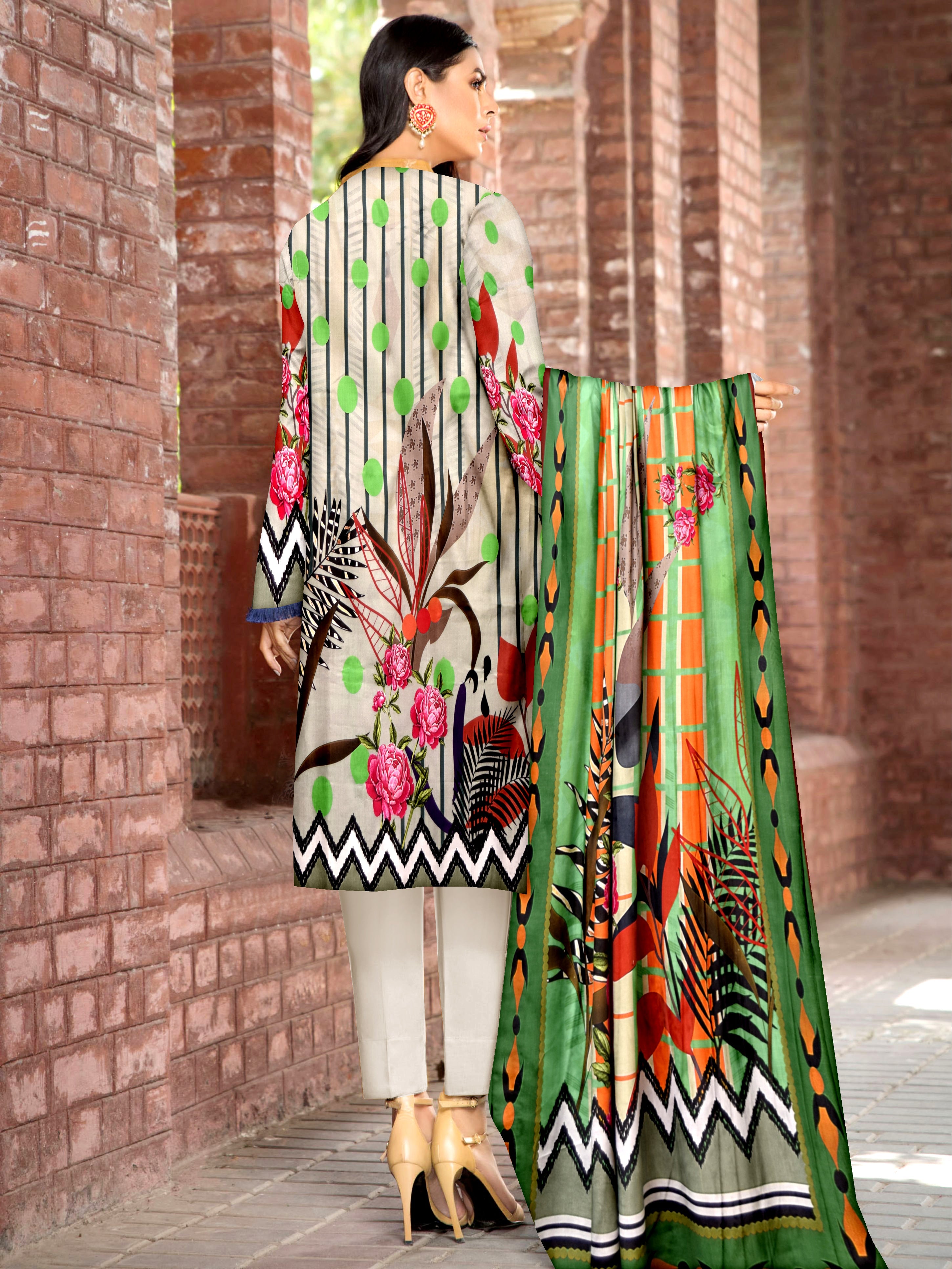 DPL140015-Printed Linen 3Pcs - Guchha Gee Fabrics