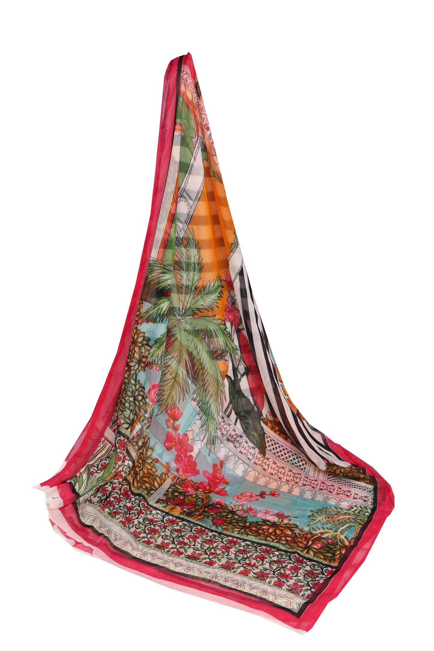 8017 -Crinkle Chiffon Printed Dupatta