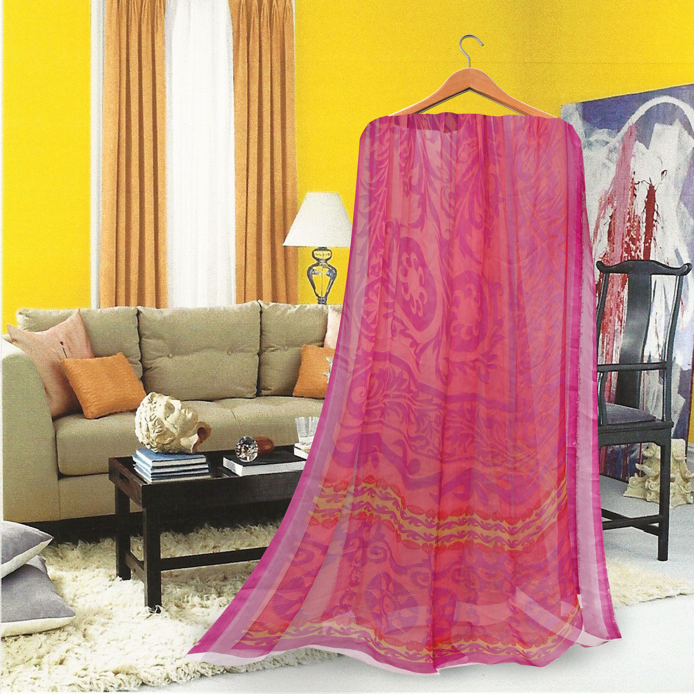 8019-Crinkle Chiffon Printed Dupatta
