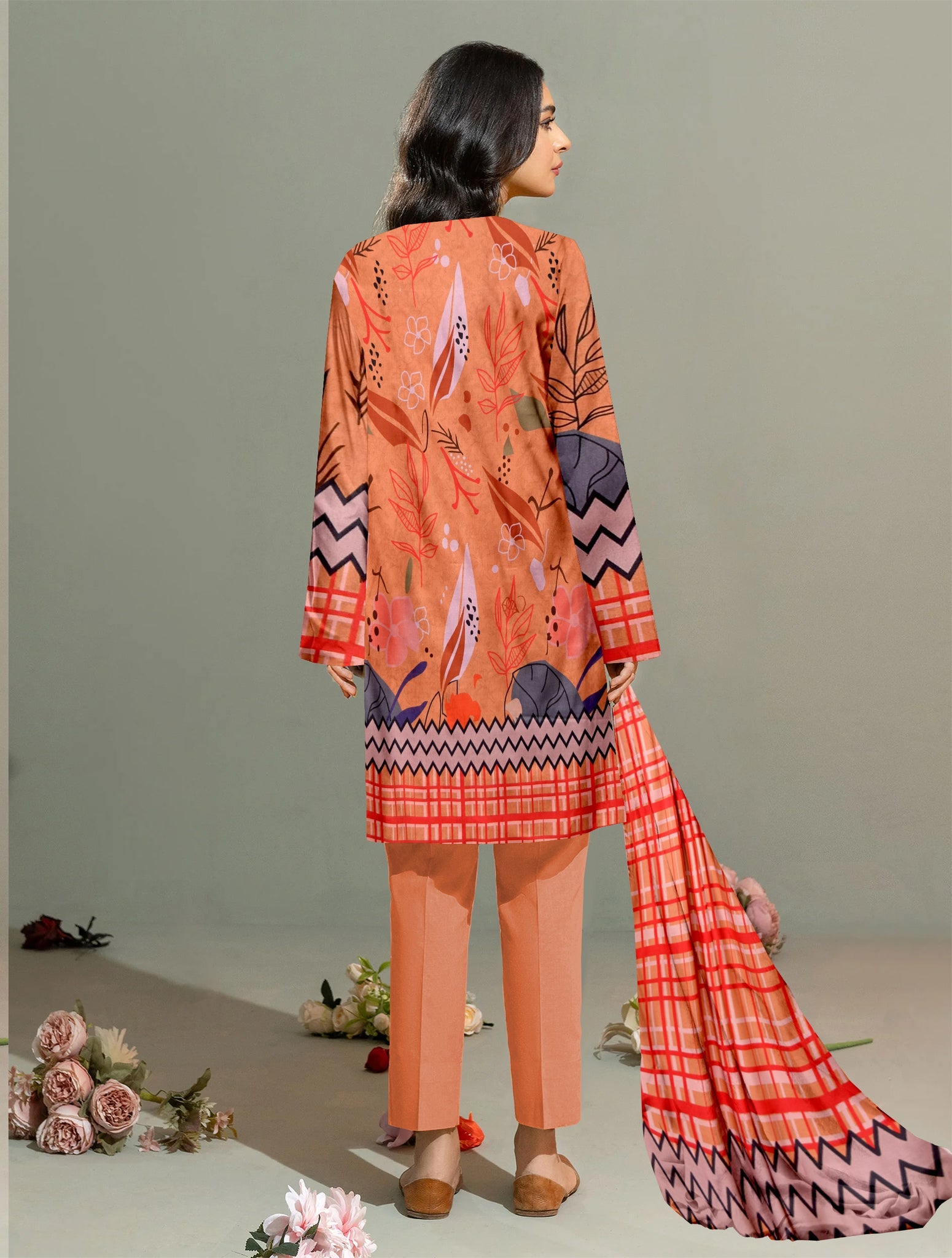 DPL14008-Printed Linen 3Pcs - Guchha Gee Fabrics